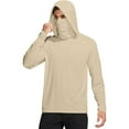 thumbnail image 1 of RYRJJ Men's Sun Protection Hoodie Shirt UPF 50+ Long Sleeve UV SPF T-Shirts with Face Mask Rash Guard Fishing Quick Dry Lightweight(Khaki,L), 1 of 7