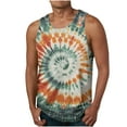 thumbnail image 1 of RYRJJ Men's Tie Dye Tank Tops Summer Casual Beach Shirts Sleeveless Shirt for Bodybuilding Gym Fitness Training(Green,XL), 1 of 5