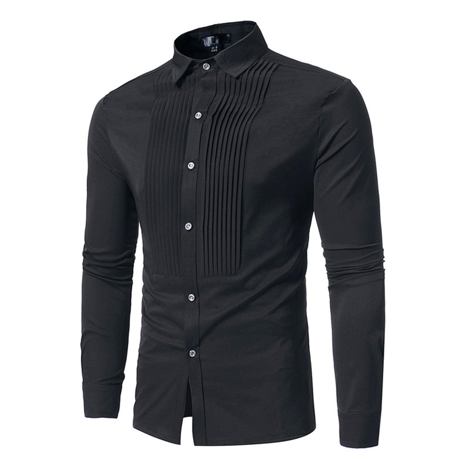 RYRJJ Men's Tuxedo Shirt Fashion Formal Dress Shirt Pleated Long Sleeve — free download