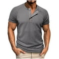 thumbnail image 1 of RYRJJ Men's Waffle Henley Shirts Raglan Short Sleeve Casual Basic Tee Summer Button Lightweight Stretch Work T Shirts(Dark Gray,XXL), 1 of 8