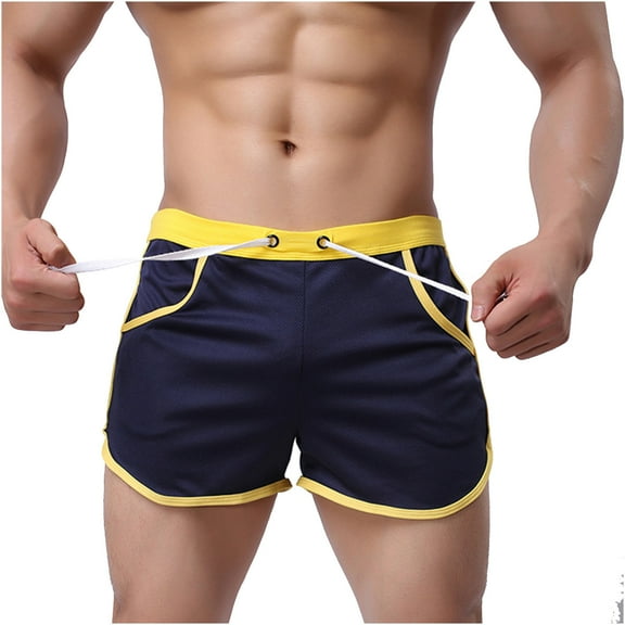 RYRJJ Men's Workout Bodybuilding Running Quick Dry Gym Shorts Athletic Sports Casual Short Pants(Dark Blue,XXL)