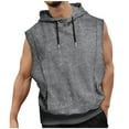 thumbnail image 1 of RYRJJ Men's Workout Hooded Tank Tops Drawstring Lightweight Sleeveless Gym Hoodies Bodybuilding Muscle Cut Off T-Shirts(Gray,L), 1 of 6