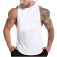 thumbnail image 1 of RYRJJ Men's Workout Hooded Tank Tops Quick Dry Training Bodybuilding Muscle Cut Off T Shirt Sleeveless Gym Hoodies(White,M), 1 of 6