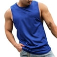 thumbnail image 1 of RYRJJ Men's Workout Tank Tops Breathable Mesh Gym Muscle Sleeveless T-Shirts Bodybuilding Fitness Athletic Basic Tees Tops(Blue,XXL), 1 of 6