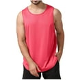 thumbnail image 1 of RYRJJ Men's Workout Tank Tops Gym Muscle Sleeveless Round Neck Shirt Summer Casual Loose Fit Athletic Tee Shirts(Watermelon Red,M), 1 of 8