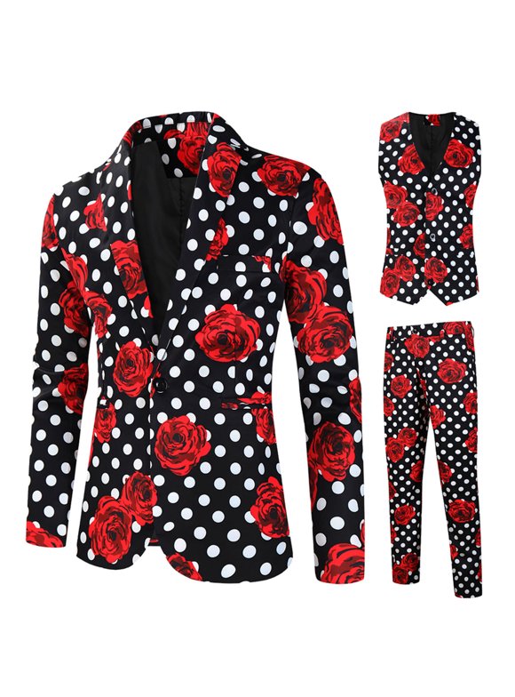 Mens One Button Floral Paisley Pattern Suit White main image 1
