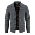 thumbnail image 1 of RYRJJ Mens Cardigan Sweater Long Sleeve Casual V Neck Button Down Cardigans Soft Brushed Flannel Lining Knitted Sweater Coat(Dark Gray,L), 1 of 5