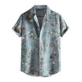 thumbnail image 1 of RYRJJ Mens Casual Hawaiian Shirt Short Sleeve Button Down Beach Cotton Linen Shirts Tropical Floral Shirts(Blue,XL), 1 of 4
