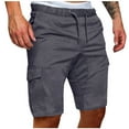 thumbnail image 1 of RYRJJ Mens Casual Work Cargo Shorts Cotton Drawstring Elastic Waist Classic Outdoor Hiking Shorts with Multi-Pockets(Gray,L), 1 of 7