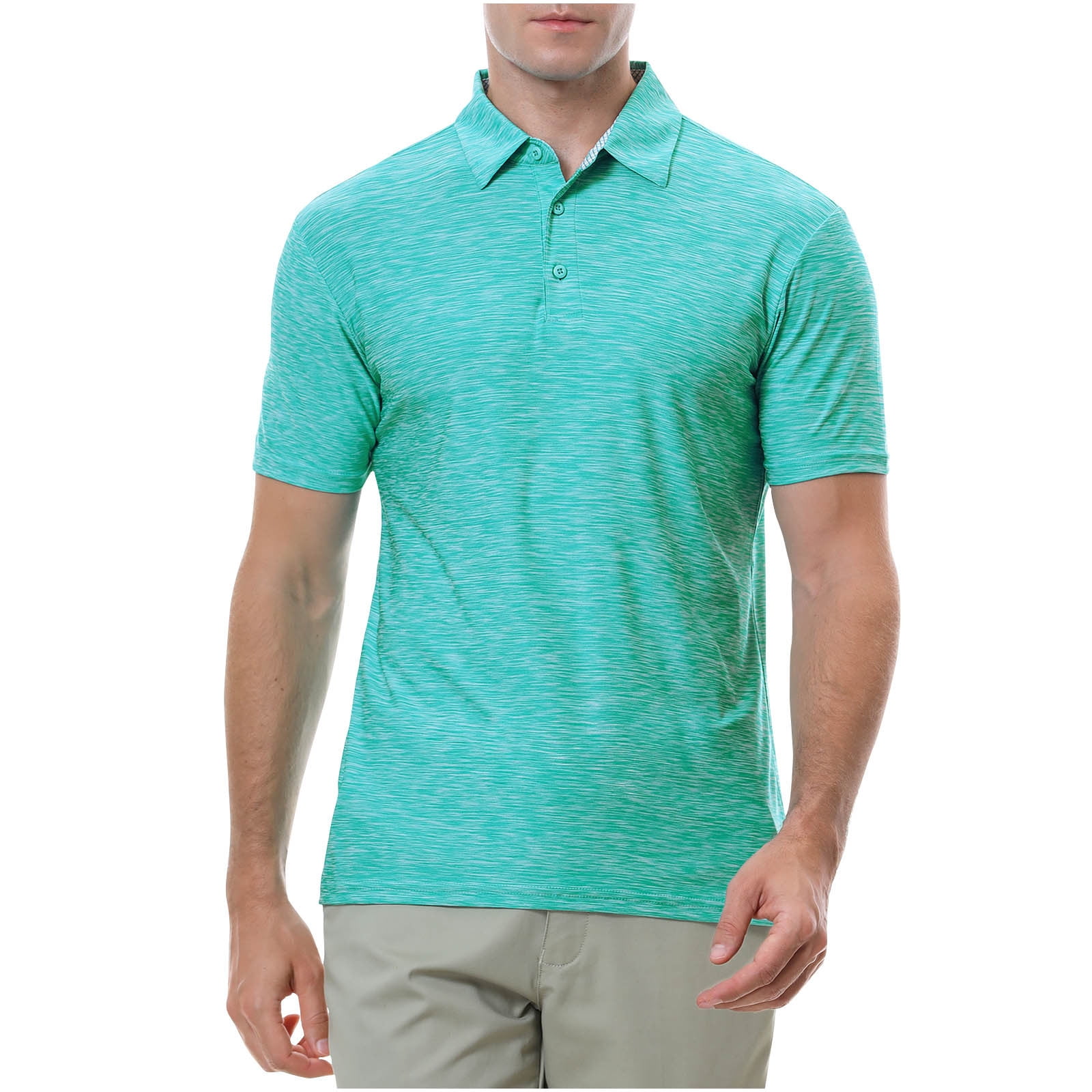 RYRJJ Mens Classic Golf Shirts Summer Short Sleeve Button Lapel Collared Shirts Fashion Casual