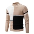 thumbnail image 1 of RYRJJ Mens Color Block Sweater Mock Neck Basic Designed Ribbed Knitted Sweaters Soft Comfy Thermal Pullover(White,XXL), 1 of 4