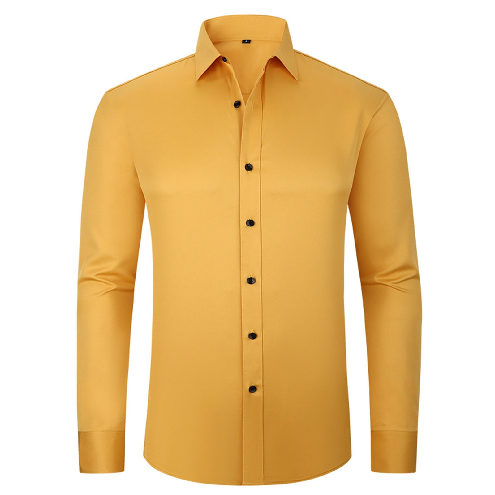 RYRJJ Mens Dress Shirts Solid Long Sleeve Stretch Wrinkle-Free Formal Shirt  Business Casual Button Down Shirts(Gold,3XL) - Walmart.com