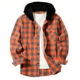 thumbnail image 1 of RYRJJ Mens Flannel Hoodie Shirts Classic Casual Button Down Plaid Shirt Jackets Long Sleeve Hooded Shacket Outwear with Pocket(Orange,3XL), 1 of 6