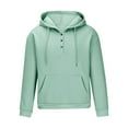 thumbnail image 1 of RYRJJ Mens Fleece Lined Hoodies Button Collar Drawstring Hooded Pullover Sweatshirt Casual Long Sleeve Tops Shirts with Pocket(Green,3XL), 1 of 5