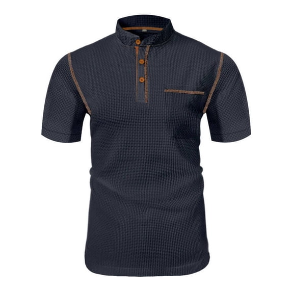 RYRJJ Mens Henley Shirts Lightweight Raglan Short Sleeve Summer Casual Classic Cotton T-Shirts Pocket Button Shirt(Dark Gray,XXL)