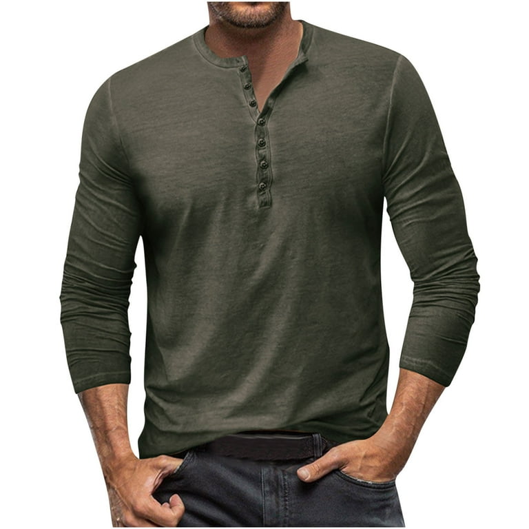 RYRJJ Mens Henley Shirts Long Sleeve T Shirt Fashion Casual