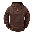 thumbnail image 1 of RYRJJ Mens Hoodies Quarter Zip Drawstring Pullover Cargo Hoodie Jacket Fall Long Sleeve Hooded Sweatshirt with Pockets(Brown,S), 1 of 4