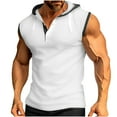 thumbnail image 1 of RYRJJ Mens Muscle Hooded Tank Tops Summer Sleeveless Button Up Waffle Henley Hoodie T Shirts Workout Gym Tops(White,M), 1 of 6
