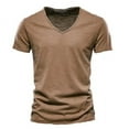 thumbnail image 1 of RYRJJ Mens Muscle T Shirts Summer Casual Slim Fit Short Sleeve T-Shirts Soft Lightweight V-Neck Basic Tees(Brown,L), 1 of 5