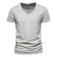 thumbnail image 1 of RYRJJ Mens Muscle T Shirts Summer Casual Slim Fit Short Sleeve T-Shirts Soft Lightweight V-Neck Basic Tees(Gray,S), 1 of 5