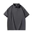 thumbnail image 1 of RYRJJ Mens Polo Shirts Summer Loose Short Sleeve Button Up Shirts for Men Golf Tennis Daily Casual Collared T-Shirt(Dark Gray,3XL), 1 of 4