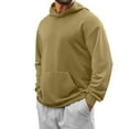 thumbnail image 1 of RYRJJ Mens Pullover Hoodies Long Sleeve Casual Lightweight Fashion Hooded Sweatshirt with Pockets(Khaki,S), 1 of 7