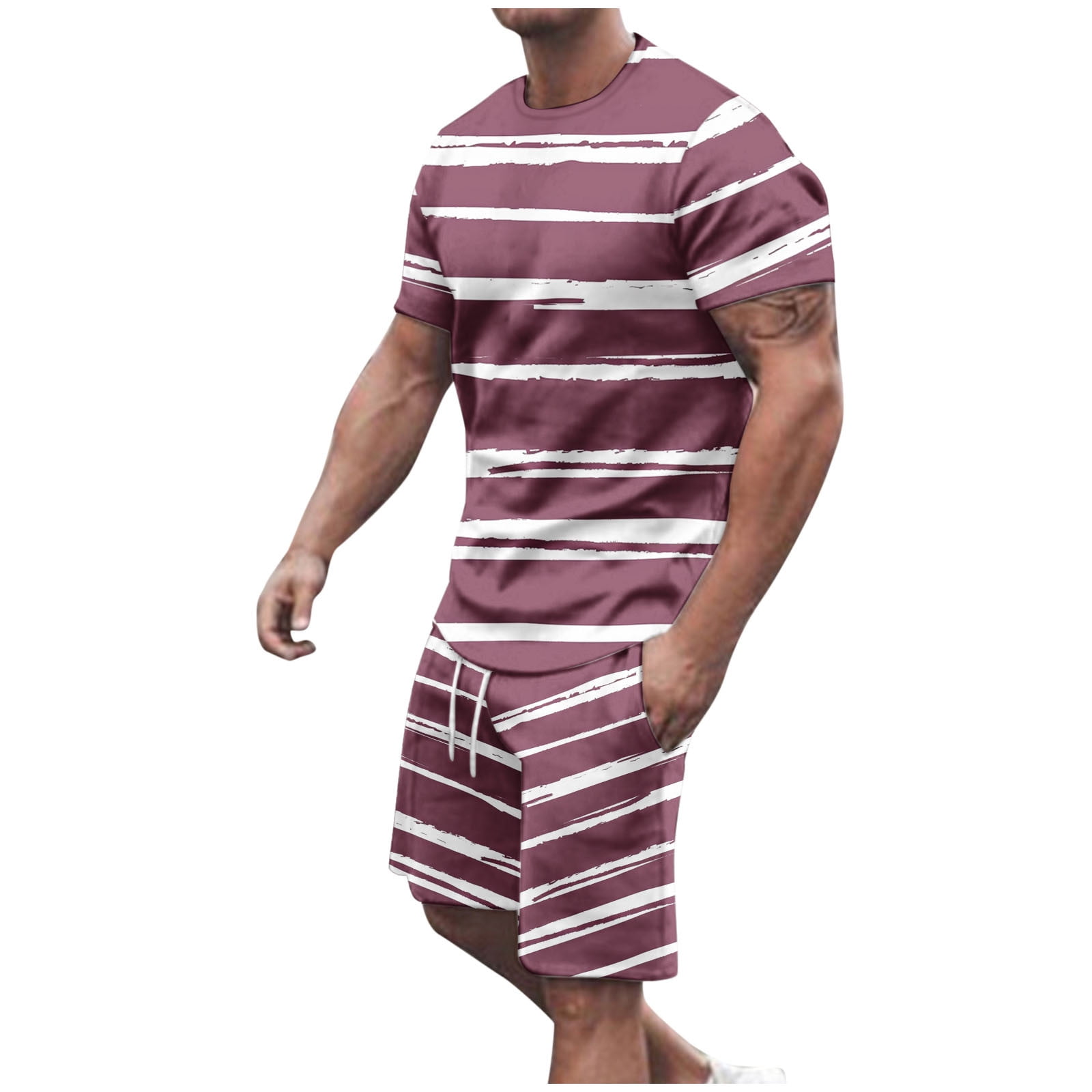 BUYJYA Men's 5Pcs Workout Set, Sweat Suit Sports Clothing