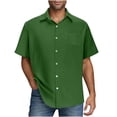thumbnail image 1 of RYRJJ Mens Short Sleeve Button Down Shirts Casual Summer Linen Beach Cuban Vacation Shirts Lightweight Texture Shirt(Green,3XL), 1 of 6