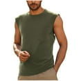 thumbnail image 1 of RYRJJ Mens Sleeveless Tank Tops Workout Cut Off Shirts Muscle Gym T Shirts with Pocket(Army Green,L), 1 of 6