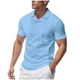 thumbnail image 1 of RYRJJ Mens Waffle Knit Polo Shirts Collared V Neck Short Sleeve Stretch T Shirt Summer Casual Golf Shirts(Light Blue,S), 1 of 9