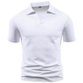 thumbnail image 1 of RYRJJ Mens Waffle Knit Polo Shirts V Neck Collared Short Sleeve Stretch T Shirt Summer Casual Golf Shirts(White,M), 1 of 4