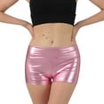 thumbnail image 1 of RYRJJ Metallic High Waisted Booty Shorts Women's Shiny Cheeky Dance Bottoms Wet Look Disco Party Club Hotpants(Pink,M), 1 of 7