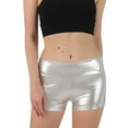 thumbnail image 1 of RYRJJ Metallic High Waisted Booty Shorts Women's Shiny Cheeky Dance Bottoms Wet Look Disco Party Club Hotpants(Silver,L), 1 of 7