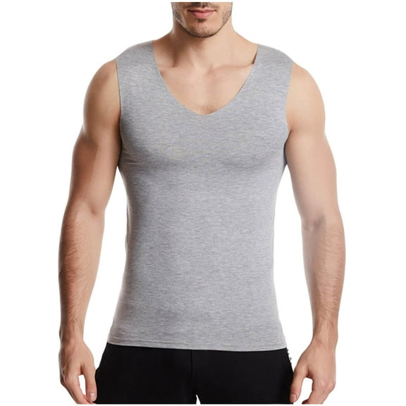 RYRJJ Muscle Tank Top for Mens Summer Casual Slim Fit Sports Gym Bodybuilding Tees Modal Sleeveless Stretch Quick Dry Workout Tops(Gray-1,3XL)