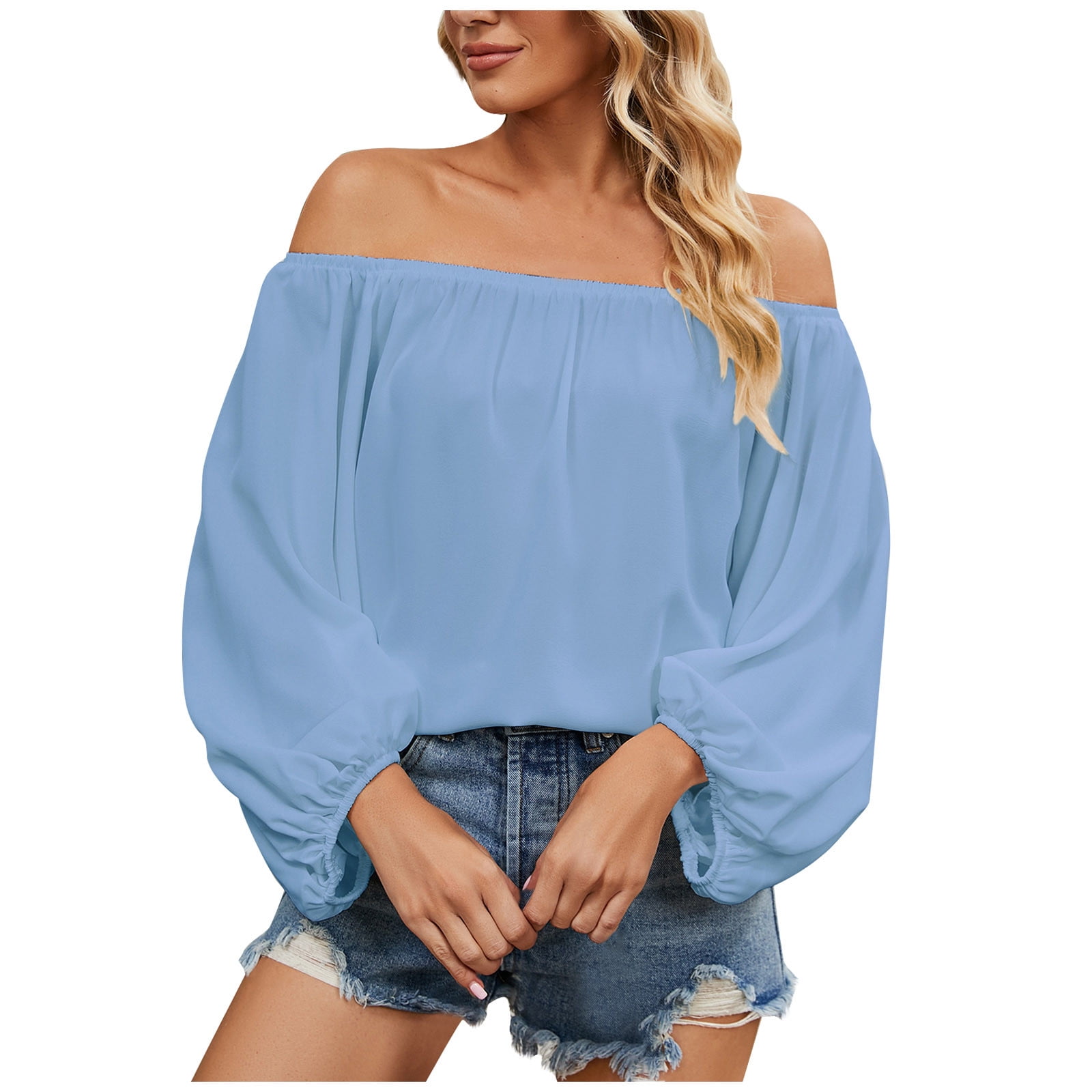 Chiffon Long Sleeve Off Shoulder Blouses Chiffon Long Sleeve Off Shoulder Blouses