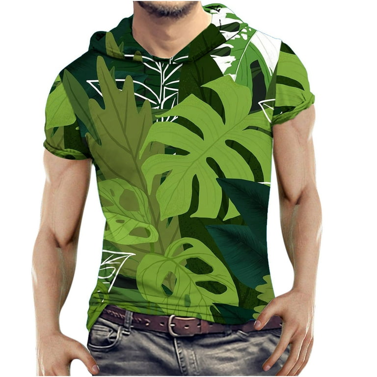 RYRJJ On Clearance Men's 3D Print Hooded Shirts Hawaiin Floral