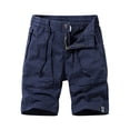 thumbnail image 1 of RYRJJ On Clearance Men's Cargo Shorts Drawstring Elastic Waist Causal Work Shorts Outdoor Lightweight Multi-Pocket Cotton Shorts(Dark Blue,5XL), 1 of 4
