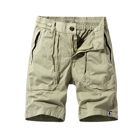 RYRJJ On Clearance Men's Cargo Shorts Drawstring Elastic Waist Causal Work Shorts Outdoor Lightweight Multi-Pocket Cotton Shorts(Khaki,M)