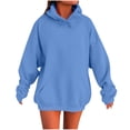 thumbnail image 1 of RYRJJ Oversized Hoodies for Women Cute Hoodie Pullover Lightweight Fall Winter Basic Soft Drawstring Hooded Sweatshirts Y2K Tops(Light Blue,L), 1 of 5