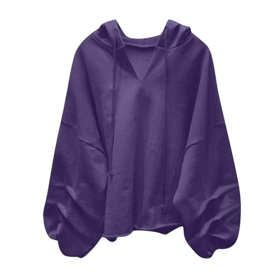RYRJJ Oversized Hoodies for Women Drawstring Pullover Long Sleeve Tops Fall Trendy Lightweight Sweatshirts with Hood(Purple,XXL)