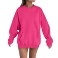 thumbnail image 1 of RYRJJ Oversized Sweatshirt for Women Fall Casual Crewneck Pullover Tops Soft Comfy Long Sleeve Y2K Cute Sweatshirts with Pocket(Hot Pink,L), 1 of 4