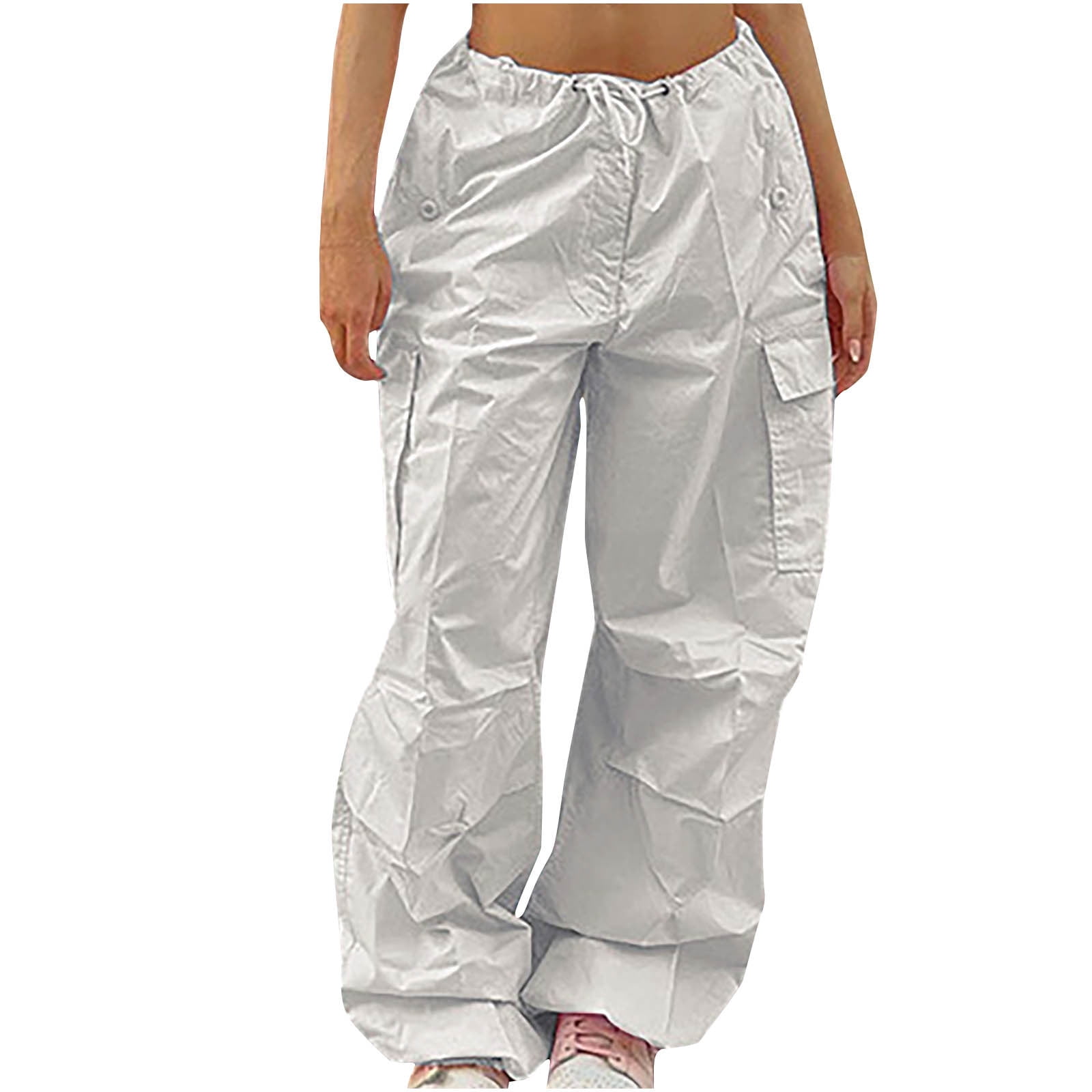 Rockmore Solid Women Joggers Parachute Pants Low Waist Hip Hop Baggy  Trouser Streetwear Casual Drawstring Wide Leg Cargo Pants - AliExpress