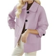 thumbnail image 1 of RYRJJ Pea Coats for Women Winter Wool Trench Coat Casual Lapel Collar Single Breasted Long Sleeve Short Jackets(Pink,XL), 1 of 6