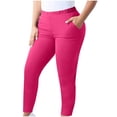 thumbnail image 1 of RYRJJ Plus Size Leggings for Women with Pockets Tummy Control Yoga Pants Stretchy Soft Comfy High Waisted Sport Workout Athletic Leggings(Hot Pink,L), 1 of 7