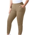 thumbnail image 1 of RYRJJ Plus Size Leggings for Women with Pockets Tummy Control Yoga Pants Stretchy Soft Comfy High Waisted Sport Workout Athletic Leggings(Khaki,4XL), 1 of 7