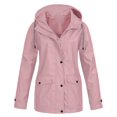 thumbnail image 1 of RYRJJ Plus Size Rain Jackets for Women Lightweight Outdoor Rain Coat Waterproof Windproof Hooded Trench Coat Windbreaker Overcoat, 1 of 4