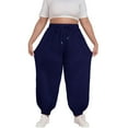 thumbnail image 1 of RYRJJ Plus Size Sweatpants for Women Baggy Joggers Comfy Casual Drawstring High Waisted Workout Lounge Pants with Pockets(Navy;4XL), 1 of 6