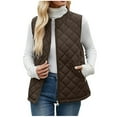 thumbnail image 1 of RYRJJ Puffer Vest Women Fall Winter Quilted Jacket Zip-Up Sleeveless Warm Outwear Vests Lightweight Collarless Coats with Pockets(Coffee,M), 1 of 9