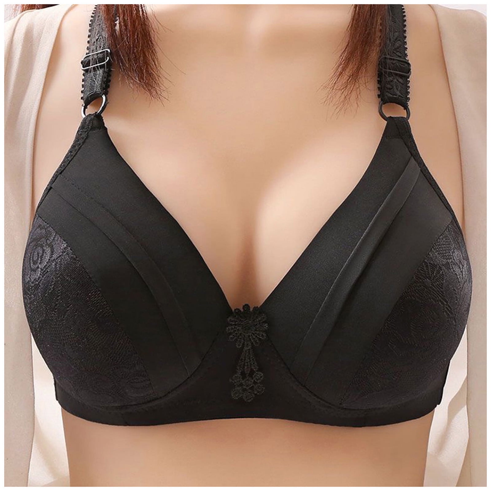 RYRJJ Push Up Bras for Women Full-Coverage Plus Size Compression Bra  Unlined Bras No Underwire Comfort Everyday Bra(Gray,40) 