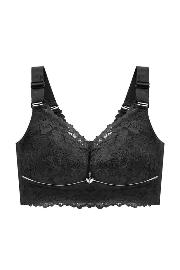 Push Up Lace Floral Bralette Bras for Women's Unlined T Shirt Bra Minimizer Full Coverage Non Padded Everyday Bras(Black,M)